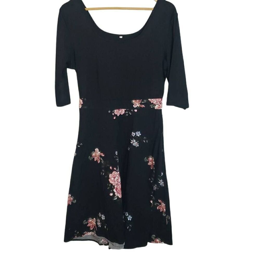 Vilensear Black & Pink‎ Floral XL Dress